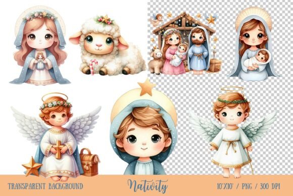 Cute Nativity Scene Clipart Set - Image 3