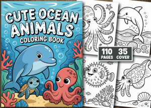 Cute Ocean Animals Coloring Book