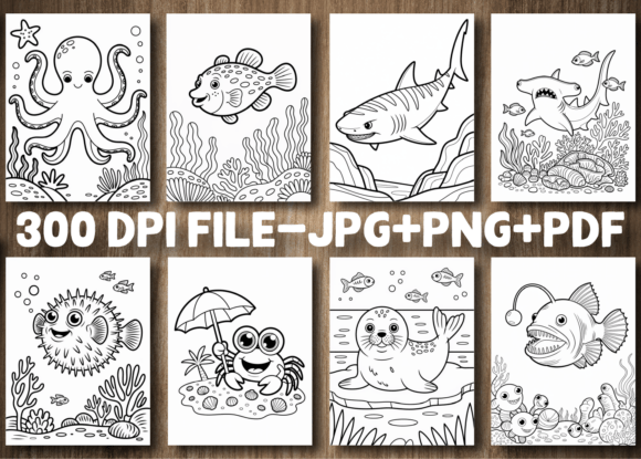 Cute Ocean Animals Coloring Book - Image 2