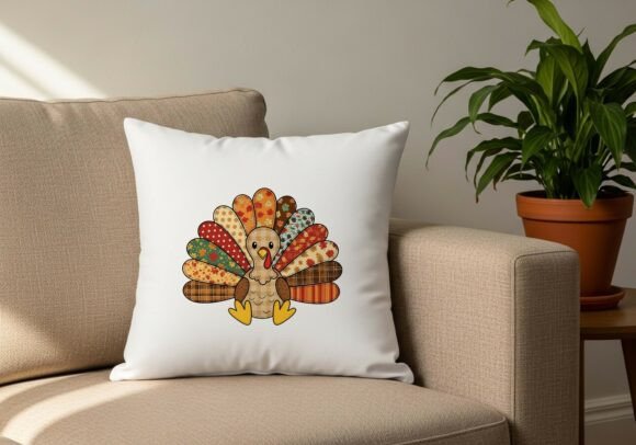 Cute Patchwork Turkey Thanksgiving PNG - Image 3