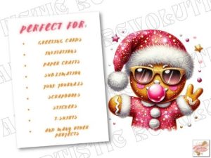 Alternative view of Cute Pink Glitter Gingerbread Man Png