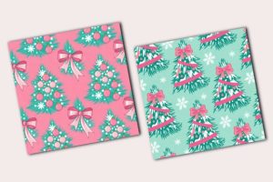 Alternative view of Cute Pink & Mint Christmas Digital Paper