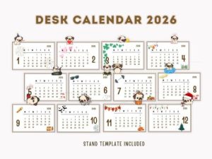 Alternative view of Cute Pug Dog Desk Calendar 2026