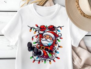 Cute Tangled Santa in Christmas Lights