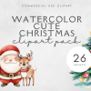 Cute Watercolor Christmas Clipart PNG