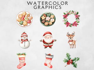 Alternative view of Cute Watercolor Christmas Clipart PNG