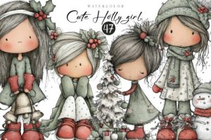 Cute Holly Girl Clipart