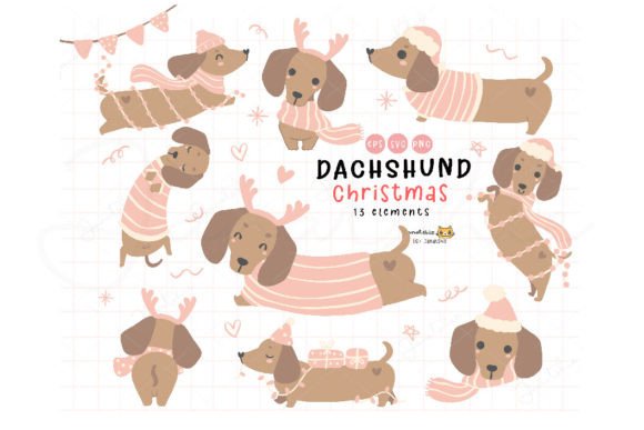 Dachshund Christmas Cute Holiday Pet SVG
