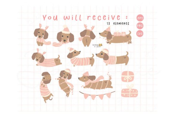 Dachshund Christmas Cute Holiday Pet SVG - Image 2