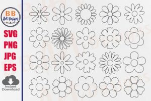 Daisy SVG, Outline Daisy Flower SVG PNG