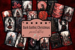 Dark Gothic Christmas Digital Paper Xmas