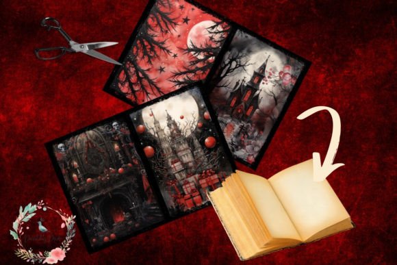 Dark Gothic Christmas Digital Paper Xmas - Image 2