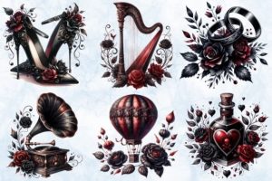 Alternative view of Dark Gothic Graphics Clipart Bundle