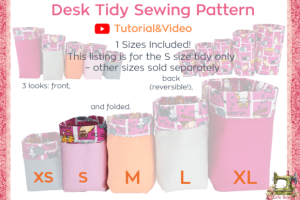 Desk Tidy - S SIZE - Sewing Pattern PDF