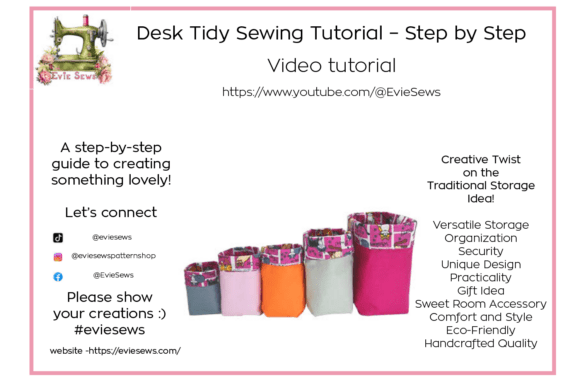 Desk Tidy - S SIZE - Sewing Pattern PDF - Image 3