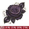 Detailed Purple Rose Embroidery Design