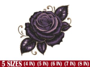 Detailed Purple Rose Embroidery Design