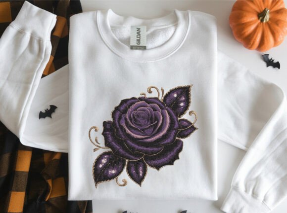 Detailed Purple Rose Embroidery Design - Image 2