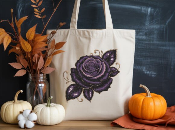 Detailed Purple Rose Embroidery Design - Image 3