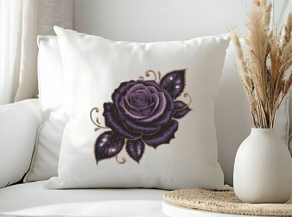 Detailed Purple Rose Embroidery Design - Image 4