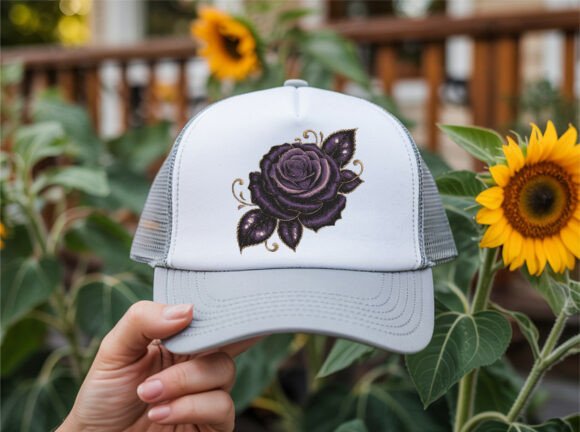 Detailed Purple Rose Embroidery Design - Image 5