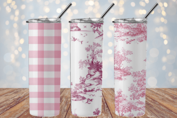 Digital Pink Toile De Jouy Seamless Pattern - Image 3