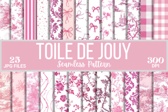 Digital Pink Toile De Jouy Seamless Pattern