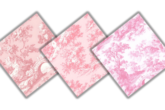 Digital Pink Toile De Jouy Seamless Pattern - Image 2