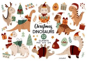 Dinosaur Christmas Clipart