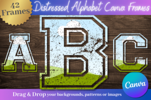 Distressed Varsity Letters Canva Frames