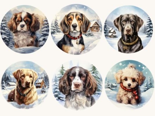 Alternative view of Dog Christmas Ornaments Clipart Bundle