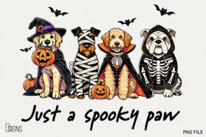 Dog Halloween Just a Spooky Paw Png