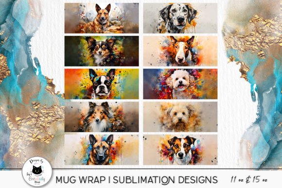 Dog Mug Wraps Vol.3 | Watercolor Dog PNG - Image 2