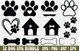 Dog SVG Dog Paw Print SVG Dog Heart SVG