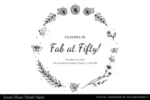 Alternative view of Doodle Flower Wreath Clipart/Hand Drawn.