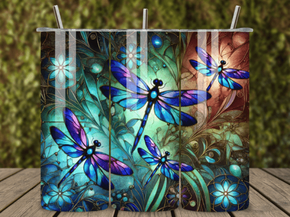 Dragonfly Tumbler Wraps Sublimation PNG
