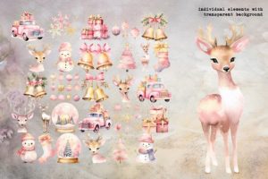 Alternative view of Vintage Pink Pastel Watercolor Christmas