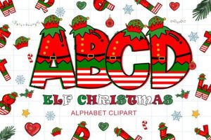 ELF Christmas Alphabet Doodle Clipart