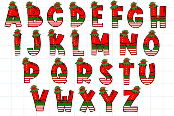 ELF Christmas Alphabet Doodle Clipart - Image 3