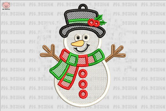 Earring Snowman Embroidery