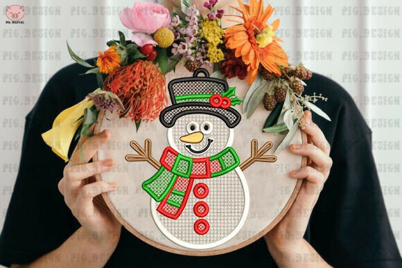 Earring Snowman Embroidery - Image 3