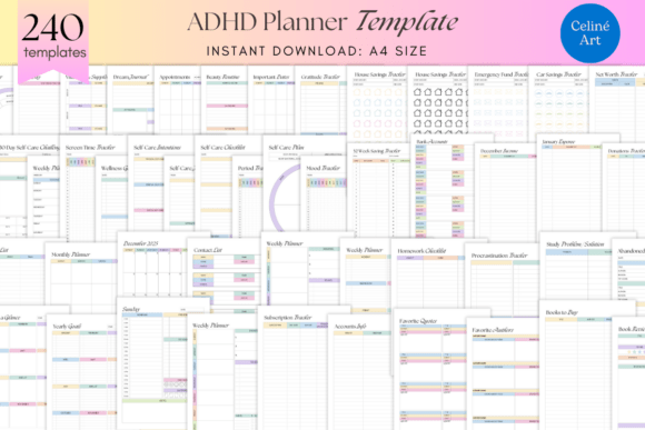 Editable ADHD Planner KDP Templates