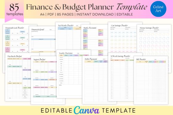 Editable Finance & Budget Planner Canva