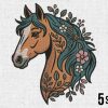 Elegant Floral Horse Head Embroidery
