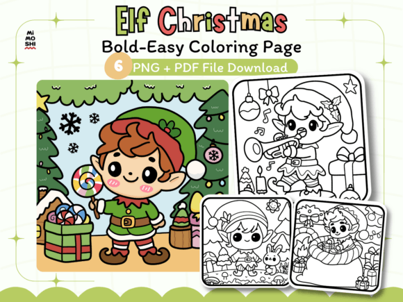 Elf Christmas Coloring Pages Bold Easy
