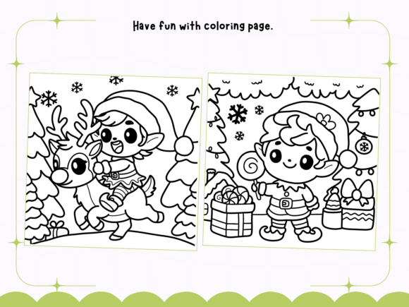 Elf Christmas Coloring Pages Bold Easy - Image 2