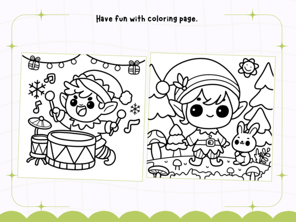 Elf Christmas Coloring Pages Bold Easy - Image 3
