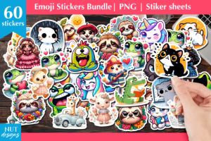 Emoji Sticker Bundle, Cat Sticker Frog