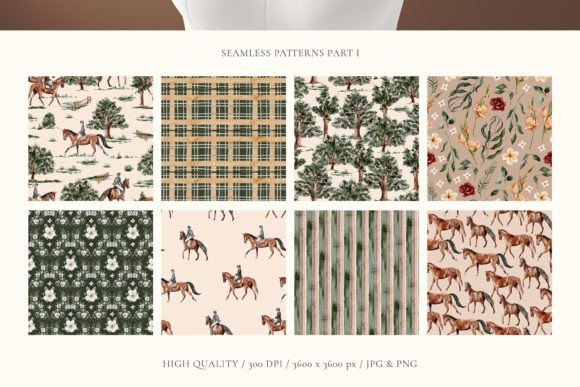 Equestrian Digital Papers Horse Pattern - Image 3