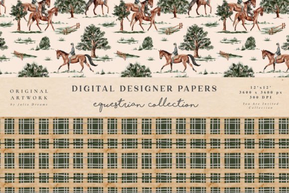 Equestrian Digital Papers Horse Pattern - Image 4